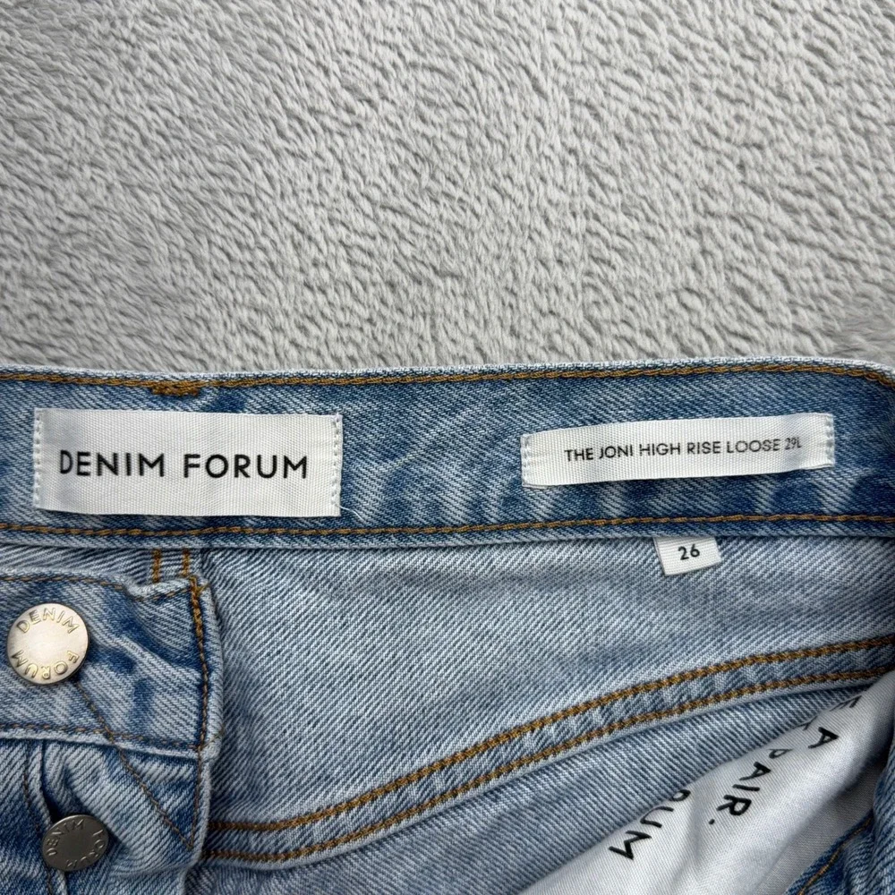 Denim Forum Jeans Womens 26 Blue The Joni High Rise Loose Light Wash Wide Leg